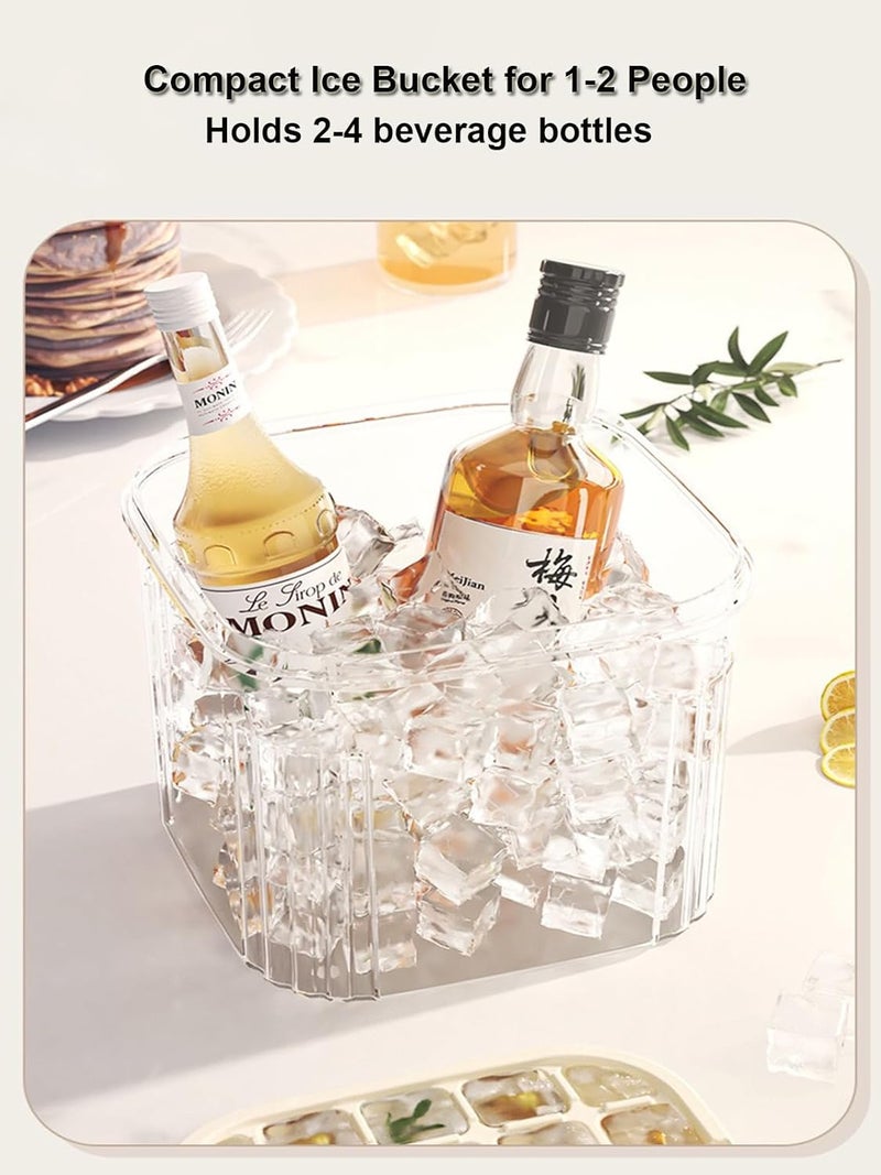 SIUPER 6.7*6.7*7.1in Ice Storage Bin w/ Two Small Ice Cube Trays Molds & Scoop for Home Bar, Small Ice Bucket with Sealed Lid for Freezer, Portable Refrigerator Ice Holder Containers for Outdoor Green - Image 4